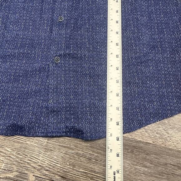 Raffi Shirt Blue Mens L Geometric Patterned Luxury Cotton Long Sleeve Button Up - Picture 8 of 8
